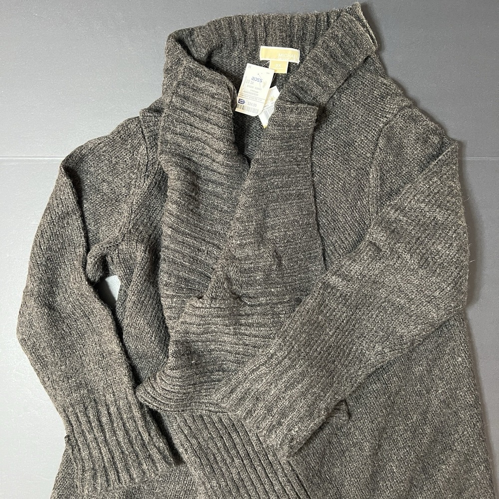 Michael Kors Women's Gray Wool Blend Cardigan Sweater Pockets Size 3X Preppy NWT